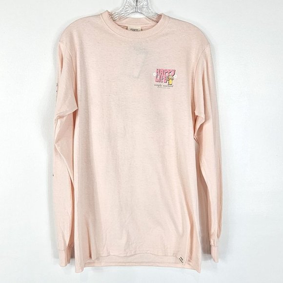 Simply Southern Long Sleeve Graphic T Size Small Mushroom Happy Life Happy Mind - Picture 3 of 14